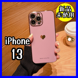 iPhone13ケース　ダークパープル　ハート　シンプル　可愛い　韓国　大人気