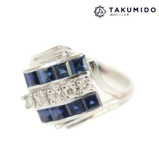 指輪 サファイヤ ダイヤリング 約9号 プラチナ Pt900 ダイヤモンド D0.12ct サファイヤ 1.46ct 総重量5.3g 【中古】 | ファッション 小物 ダイアモンド アクセサリー ジュエリー 宝飾 ABランク(リング(指輪))