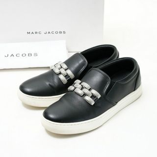 ■美品■Marc Jacobs マークジェイコブス Empire Chain エンパイア チェーン パヴェ レザー スニーカー スリッポン シューズ 靴 サイズ38（24.5cm相当）ブラック 黒 ブランド古着 【中古】20210924/GI8208