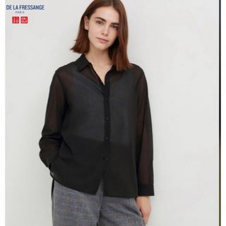 UNIQLO - 【タグ付き新品】ユニクロ　イネス　シャツ　コットンシアー　ブラック　XL