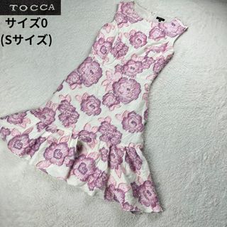 トッカ(TOCCA)のTOCCA/トッカ✨花柄刺繍ノースリーブワンピース ピンク サイズ0(Sサイズ)(ひざ丈ワンピース)