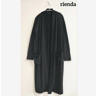 rienda - rienda　レーヨン混　ロングカーディガン　ブラック