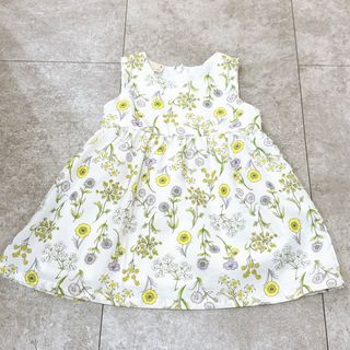 プティマイン(petit main)の【 美品 】 花柄 ワンピース キッズ 80cm 白 お花 スカート(ワンピース)