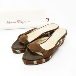 ■美品■ Salvatore Ferragamo サルヴァトーレ フェラガモ《SANNY》サンダル 靴 レディース 6.5D（23.5cm相当）プラットフォーム ブラウン イタリア製 ブランド古着【中古】20220228/GJ8793(サンダル)