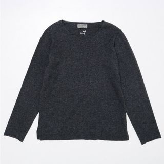 Yohji Yamamoto pour homme ヨウジヤマモト プールオム 総カシミヤ クルーネック ニット セーター メンズ サイズ3 グレー 無地 ロゴ刺繍 ブランド古着【中古】20220207/GJ8872(ニット/セーター)