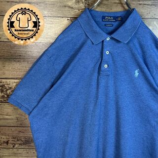 ポロラルフローレン(POLO RALPH LAUREN)の6352 ポロラルフローレン　ポロシャツ　半袖　刺繍ロゴ　三つボタン　L ブルー(ポロシャツ)