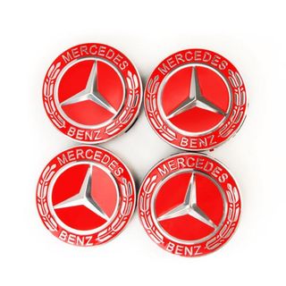 メルセデスベンツ(Mercedes-Benz)のメルセデスベンツ  ホイールセンターキャップ 75mm レッド　4個(車外アクセサリ)