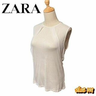 【良品　送料無料】ザラ　レディースシャツ　サイズm ホワイト(Tシャツ(半袖/袖なし))