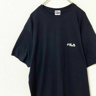 FILA - Tシャツ 半袖 フィラ ワンポイントロゴ ブラック 黒 L コットン 綿