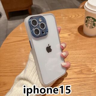 iphone15ケース  レンズ保護付き　ホワイト157b(iPhoneケース)