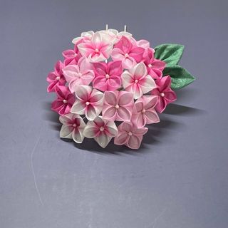 つまみ細工 ピンクの紫陽花の簪