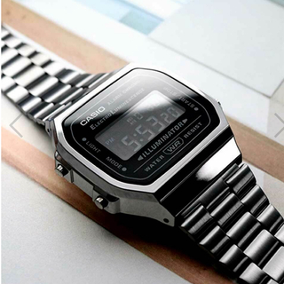 カシオ(CASIO)のカシオ　デジタル腕時計　新品　ブラック反転液晶　ビンテージデザイン　海外モデル(腕時計(デジタル))