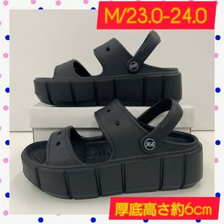 M/23.0-24.0cm レディース 新品  厚底サンダル 新品未使用 黒(サンダル)