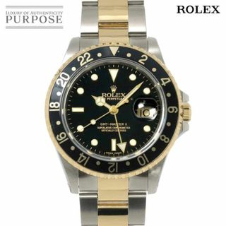 ロレックス(ROLEX)のロレックス ROLEX GMTマスター2 コンビ 16713 X番 メンズ 腕時計 デイト ブラック K18YG イエローゴールド 自動巻き GMT Master 2 VLP 90227950(腕時計(アナログ))
