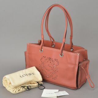 ロエベ(LOEWE)の美品◇LOEWE ロエベ アナグラム トートバッグ ショルダー 牛革 オレンジ(トートバッグ)