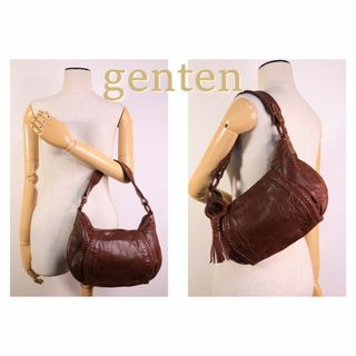 ゲンテン(genten)の使用浅◆genten ゲンテン◆ラウンド型のショルダーバッグ・濃茶(ショルダーバッグ)