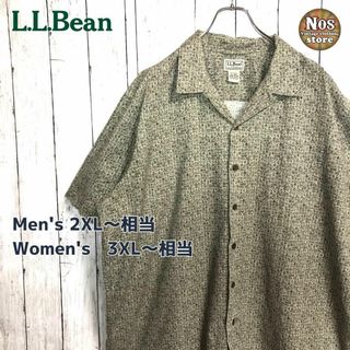 【幾何学模様】エルエルビーン L.L.Bean 半袖 開襟 総柄 アロハ518