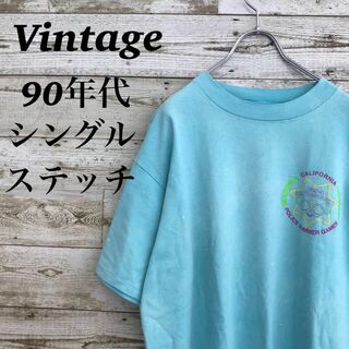 【k4598】USA古着90sヴィンテージプリント半袖Tシャツシングルステッチ(Tシャツ/カットソー(半袖/袖なし))