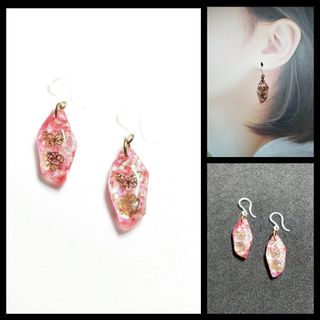 No.209　鉱石☆キラキラ小ぶり☆ピアス・イヤリング(ピンク)(ピアス)