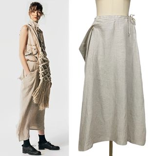 ワイズ(Y's)のY's 20SS リネン 変形デザインスカート アイボリー2(その他)