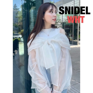 SNIDEL - スナイデル snidel リボンシャツキャミセットニット ホワイト　フリー★新品