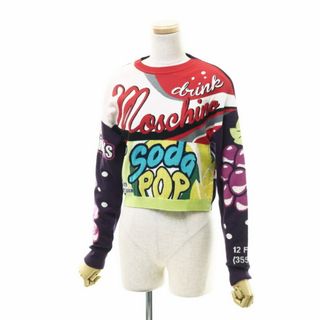 モスキーノ(MOSCHINO)の■美品■MOSCHINO COUTURE! モスキーノ 長袖 ニット セーター サイズ38 ショート丈 マルチカラー Drink Soda Pop イタリア製 ブランド古着【中古】20220502/GK6140(ニット/セーター)