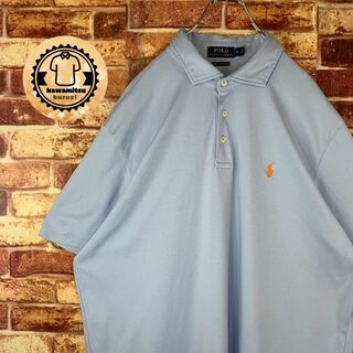 ポロラルフローレン(POLO RALPH LAUREN)の5938 ポロラルフローレン　ポロシャツ　半袖　刺繍ロゴ　XL ライトブルー(ポロシャツ)