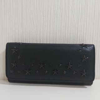 JIMMY CHOO - ジミーチュウ スタースタッズ フラップ長財布 レザー ブラック ブラック金具