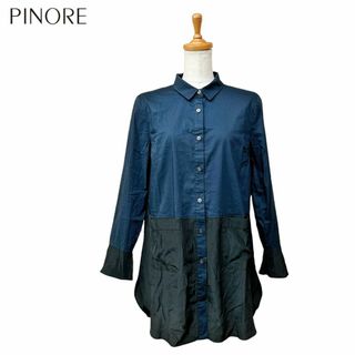 【PINORE】長袖シャツチュニック/バイカラー/40★ピノーレ(シャツ/ブラウス(長袖/七分))