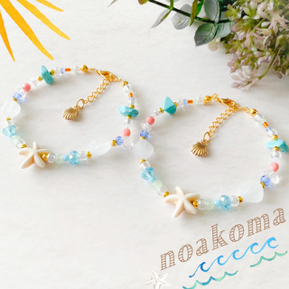 noakoma twinning＊sea glass - colorful 2点(ブレスレット/バングル)