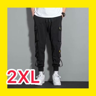 ボトムス　メンズ　パンツ　ワークパンツ　ポケット　大きめ　ブラック　黒　2XL(ワークパンツ/カーゴパンツ)