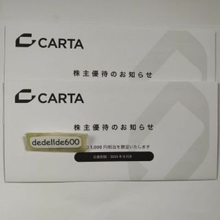 2000円相当 CARTAホールディングス 株主優待 