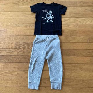 ユニクロ(UNIQLO)の【美品】ユニクロUTミュウツー柄Tシャツ100＆babyGAP3才パンツ(Tシャツ/カットソー)