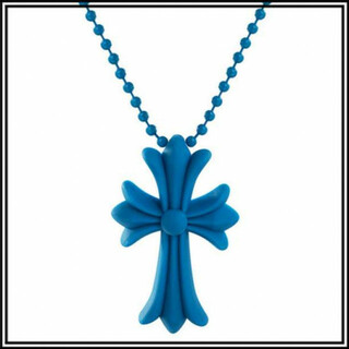 クロス ラバーネックレス 十字架 シリコン ユニセックス ブルー 35A F(ネックレス)