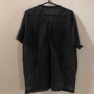 未使用タグ無しメッシュ重ね着Vネックレイヤードチャコールグレー(Tシャツ/カットソー(半袖/袖なし))