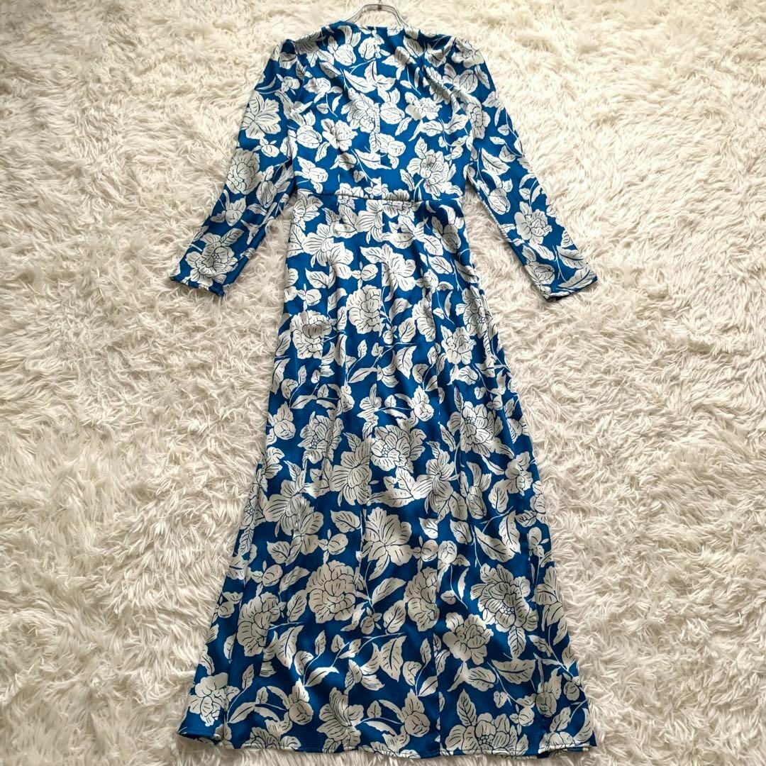 ZARA - ZARA ザラ マキシ丈 ロングワンピース 青 ブルー 総柄 花