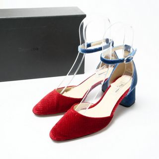 ■極美品■Repetto レペット Naiade Mary Janes アンクルストラップ サンダル 靴 サイズ36（22.5cm相当）メリージェーン パンプス バイカラー ベロア リザード型押し ブランド古着【中古】20220711/GL0832