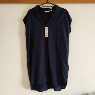 ユニクロ(UNIQLO)の【新品】ユニクロ　リネンブレンドロングシャツ　M(チュニック)