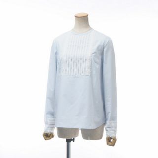 ■美品■Sandro Paris サンドロ パリ 長袖シャツ ブラウス サイズ1 レース装飾 サックスブルー ブランド古着【中古】20220707/GL4502(シャツ/ブラウス(長袖/七分))