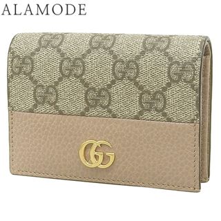 グッチ(Gucci)のGUCCI(グッチ) GGマーモント カードケース ウォレット コンパクト財布 二つ折り 2つ折り 小物 ダブルG GGスプリームキャンバス レザー ベージュ ゴールド金具 658610 レディース 40802098257【中古】【アラモード】(財布)