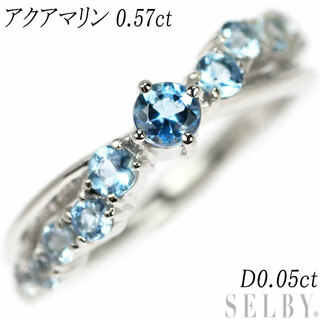 Pt900 アクアマリン ダイヤモンド リング 0.57ct D0.05ct(リング(指輪))