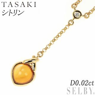 タサキ(TASAKI)の田崎真珠 K18YG シトリン ダイヤモンド ペンダントネックレス D0.02ct Yデザイン(ネックレス)