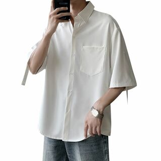 [Aaronlive] シャツ メンズ 大きいサイズ 半袖 夏服 カジュアル オ(その他)