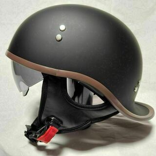 ダックテールヘルメット バイザー付　マットブラック　キャップ型 半ヘル(ヘルメット/シールド)