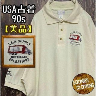 生成り 古着 90s 半袖　オフホワイト ポロシャツ ワンポイント ワンピース(ポロシャツ)