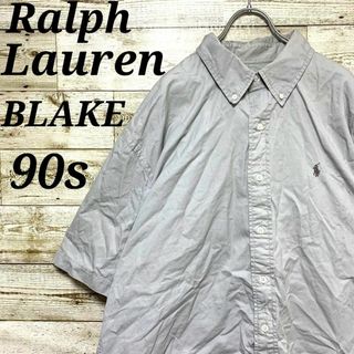 ラルフローレン(Ralph Lauren)の【w454】希少USA古着ラルフローレン90s半袖シャツ無地ボタンダウン刺繍ロゴ(シャツ)