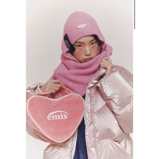 新品未使用 emis VELOUR HEART TOTE BAG pink(ハンドバッグ)