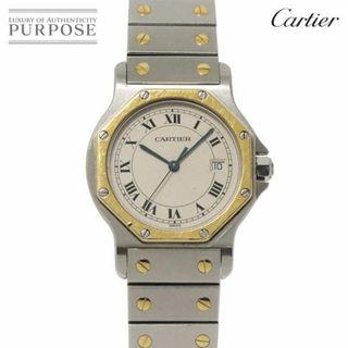 カルティエ(Cartier)のカルティエ Cartier サントスオクタゴンLM コンビ W2001583 ヴィンテージ メンズ 腕時計 デイト K18YG クォーツ Santos octagon VLP 90236397(腕時計(アナログ))