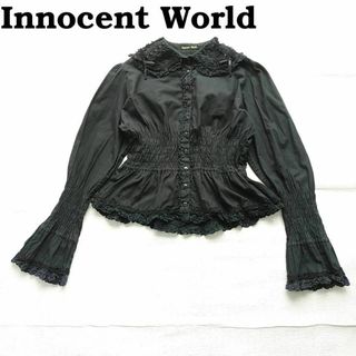 イノセントワールド(Innocent World)のイノセントワールド　薔薇レース　フリル　ギャザー　ブラウス　シャツ　黒　ロリィタ(シャツ/ブラウス(長袖/七分))