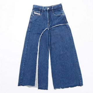 ディーゼル(DIESEL)の■美品■DIESEL ディーゼル ワイド デニムパンツ ジーンズ D-Izzier SP Jeans サイズ25 WIDE HIGH WAIST ハイウエスト  インディゴ ブランド古着【中古】20220907/GL6147(その他)